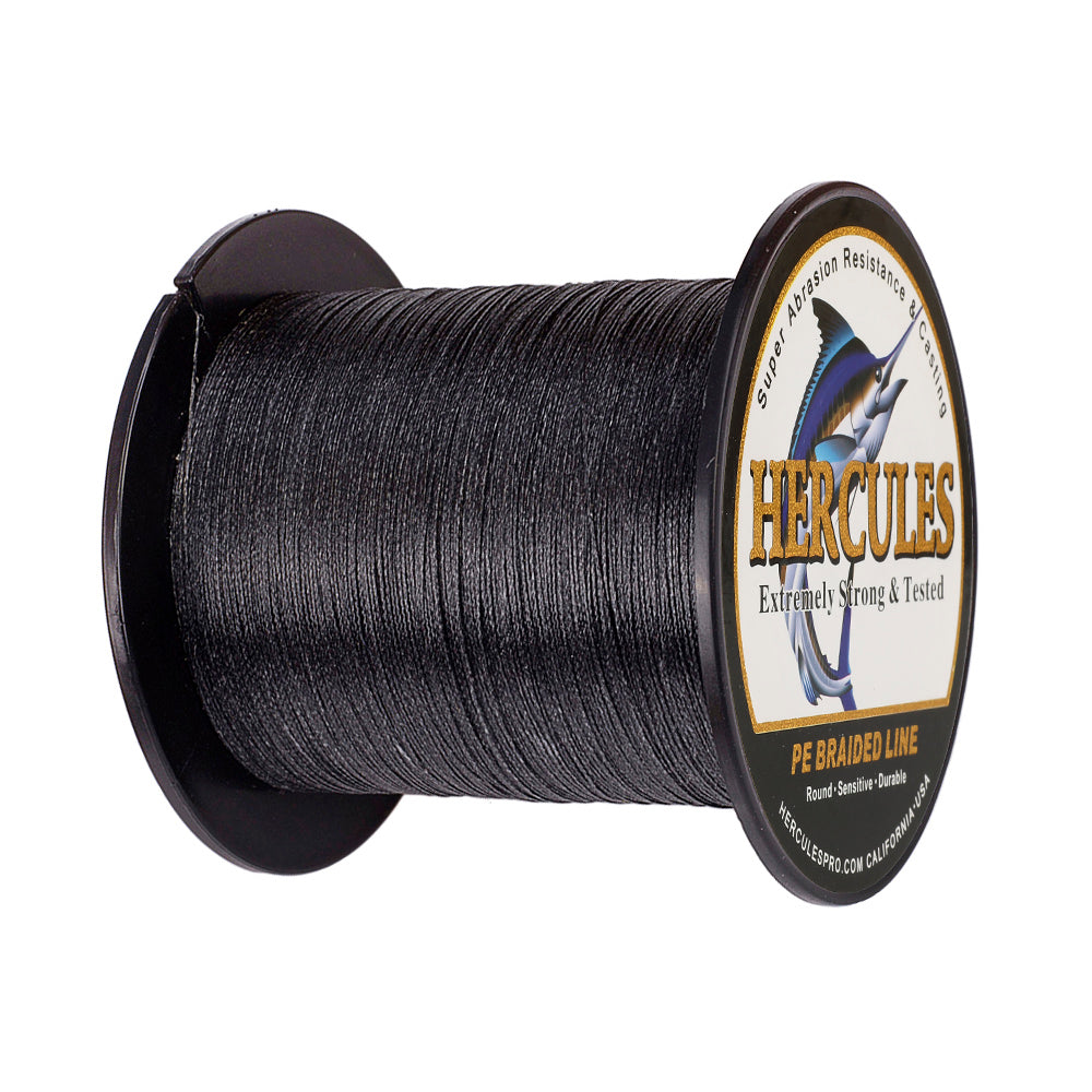 100M 109Yds Black 6lb-100lb HERCULES PE Braided Fishing Line 4 Strands
