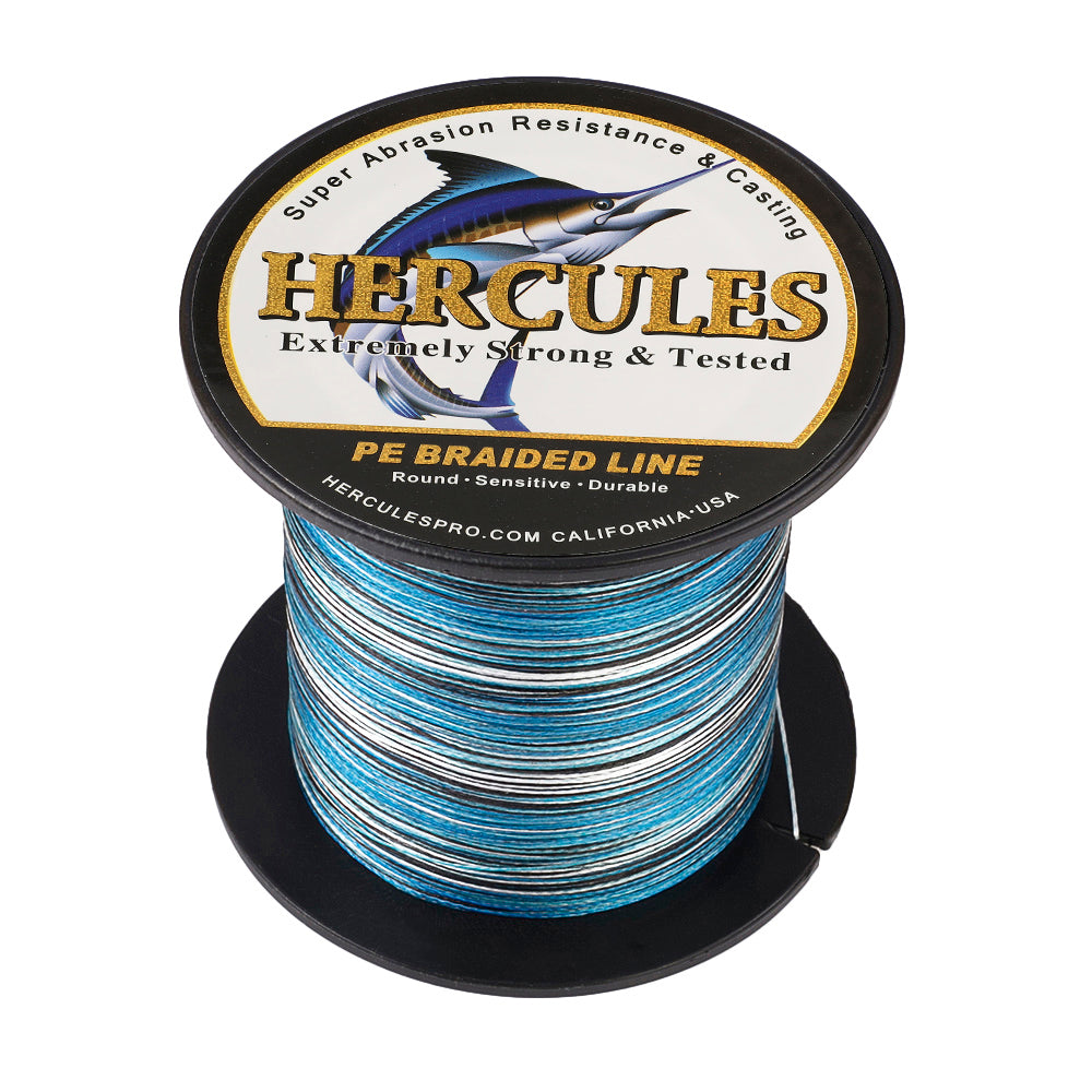 100M 109Yds Camo Blue 6lb-100lb HERCULES PE Braided Fishing Line 4 Strands