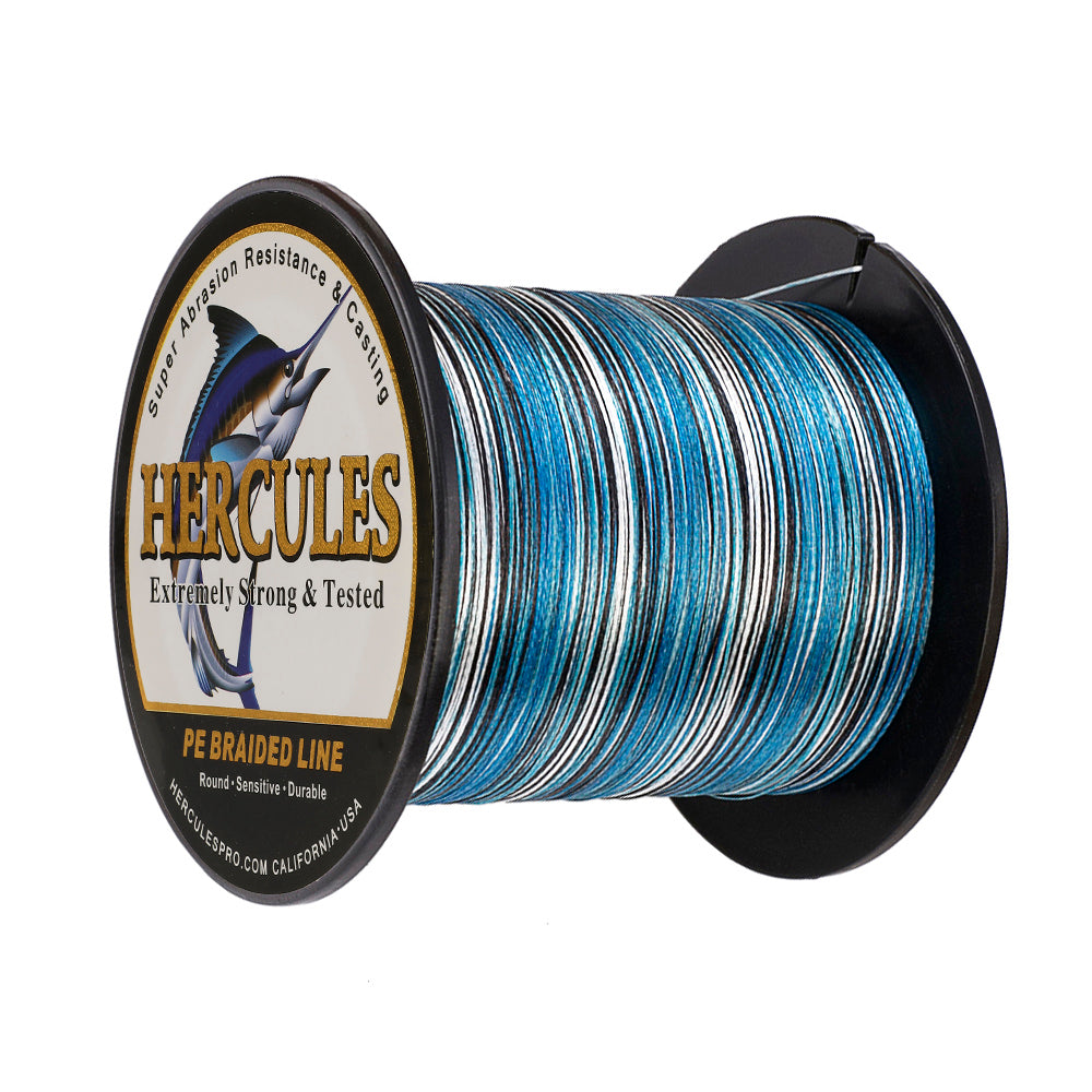 100M 109Yds Camo Blue 6lb-100lb HERCULES PE Braided Fishing Line 4 Strands