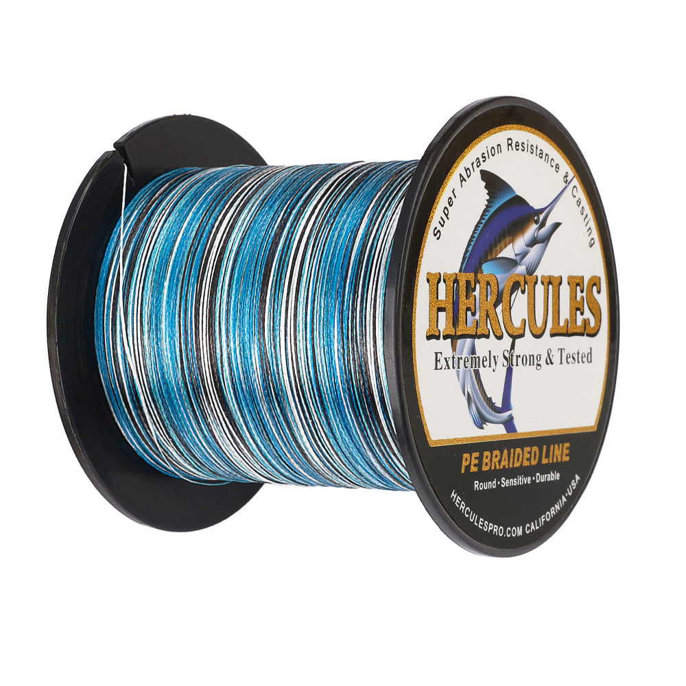 100M 109Yds Camo Blue 6lb-100lb HERCULES PE Braided Fishing Line 4 Strands