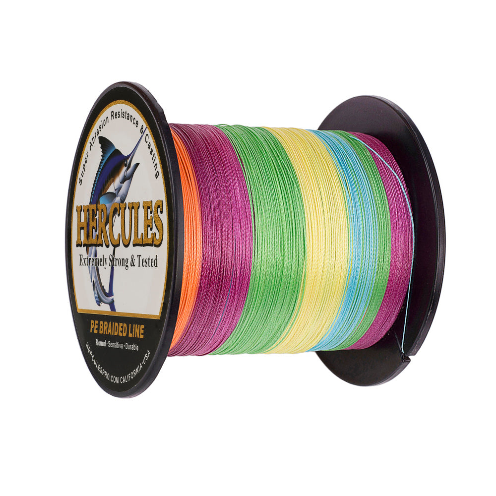 100M 109Yds Multicolor 6lb-100lb HERCULES PE Braided Fishing Line 4 Strands