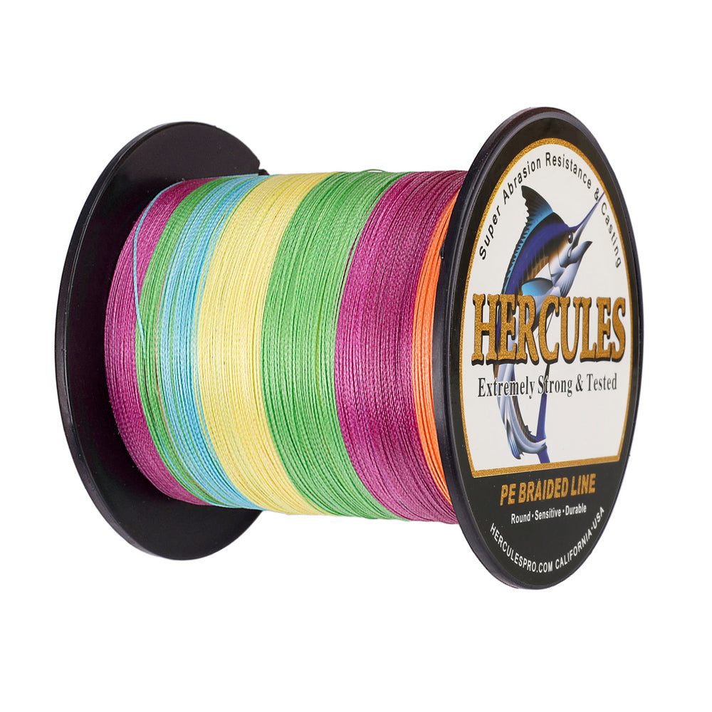 100M 109Yds Multicolor 6lb-100lb HERCULES PE Braided Fishing Line 4 Strands