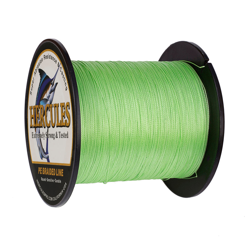 100M 109Yds Fluo Green 6lb-100lb HERCULES PE Braided Fishing Line 4 Strands