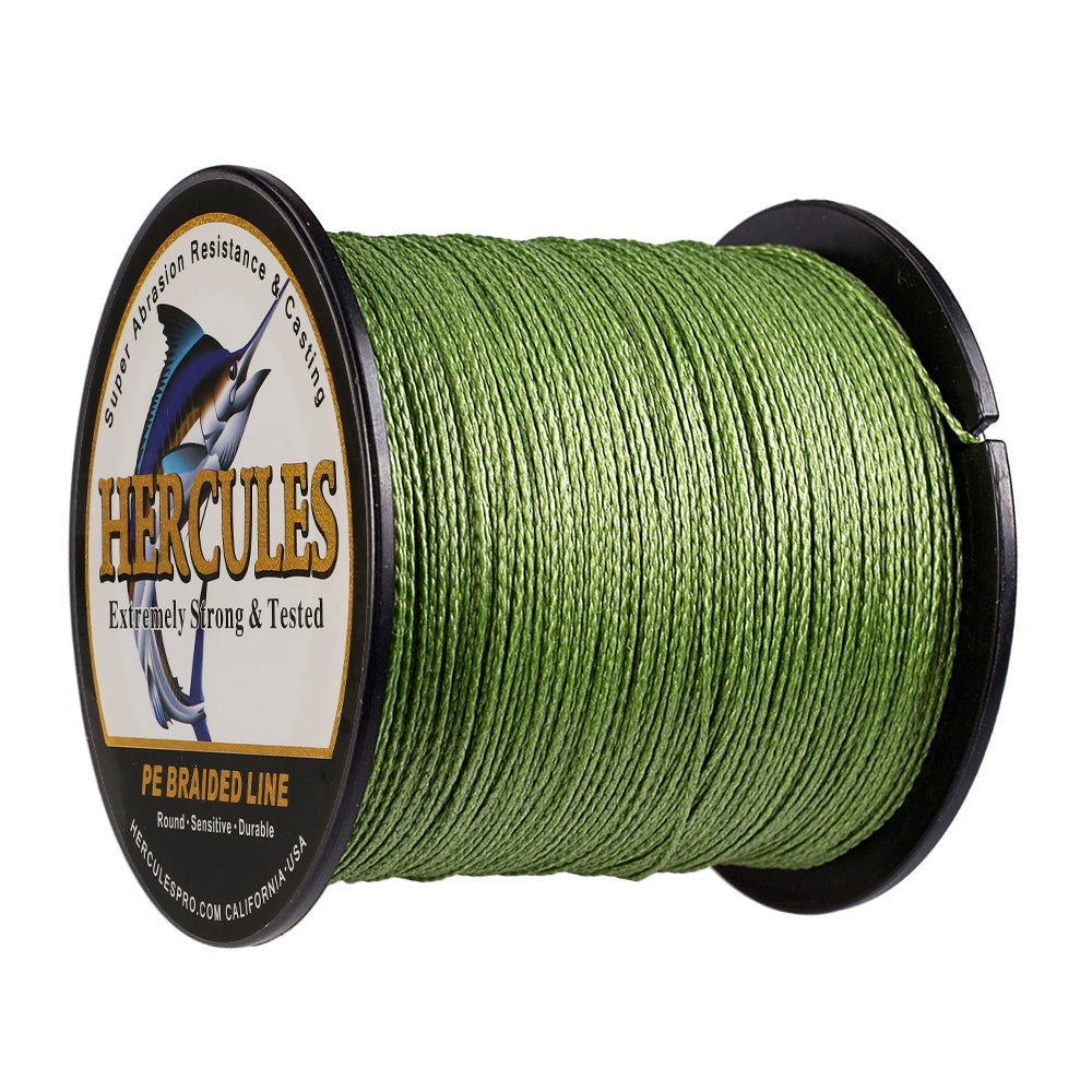 100M 109Yds Army Green 6lb-100lb HERCULES PE Braided Fishing Line 4 Strands