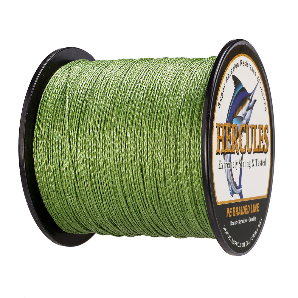 100M 109Yds Army Green 6lb-100lb HERCULES PE Braided Fishing Line 4 Strands