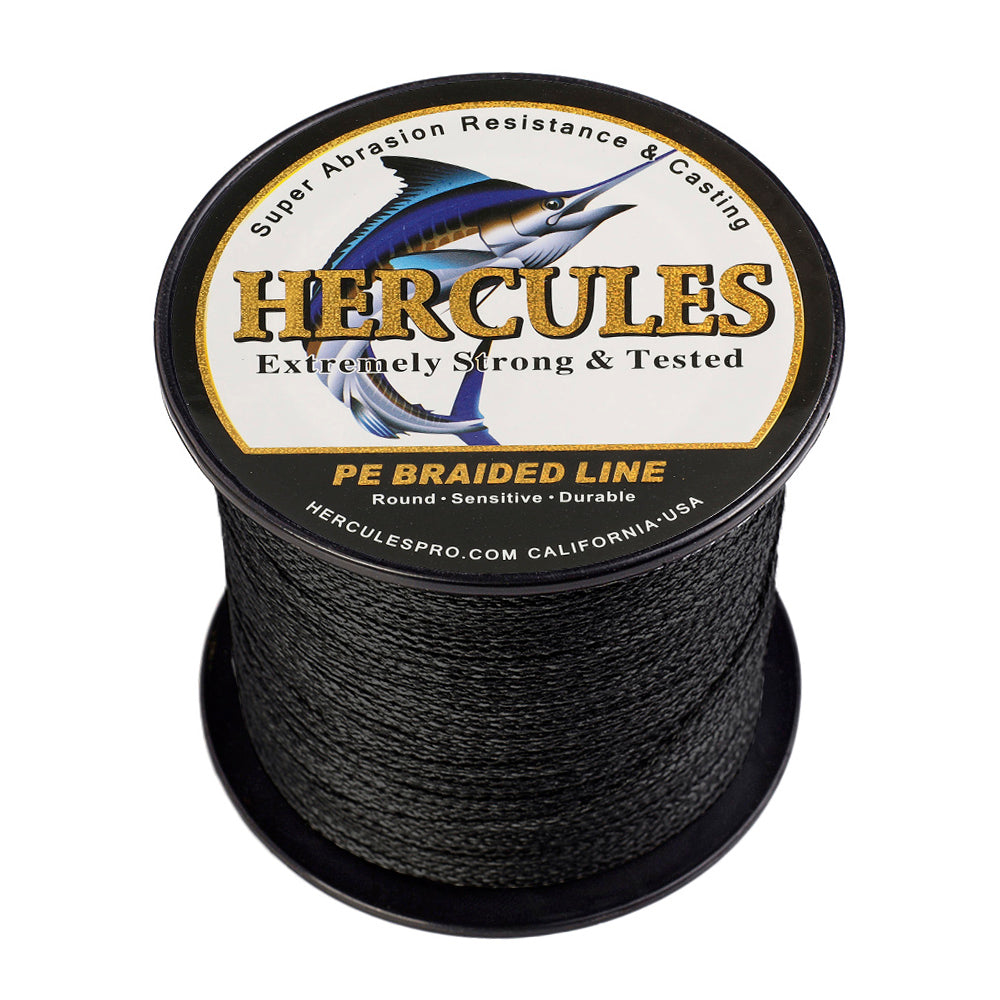 100M 109Yds Black 6lb-100lb HERCULES PE Braided Fishing Line 4 Strands