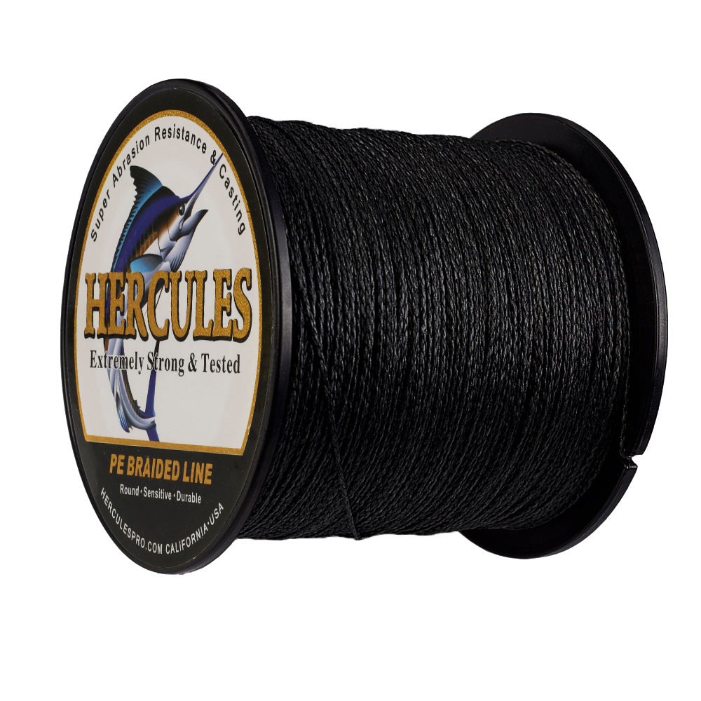 100M 109Yds Black 6lb-100lb HERCULES PE Braided Fishing Line 4 Strands