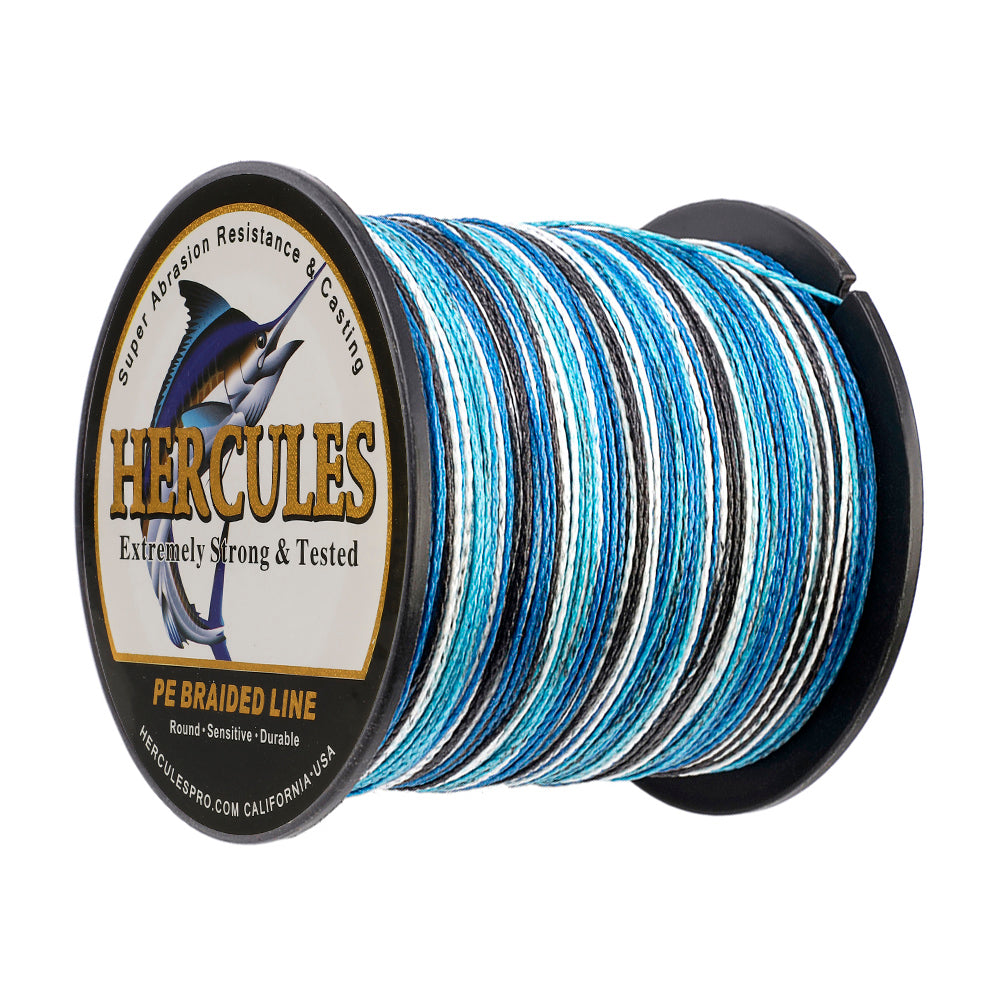 100M 109Yds Camo Blue 6lb-100lb HERCULES PE Braided Fishing Line 4 Strands