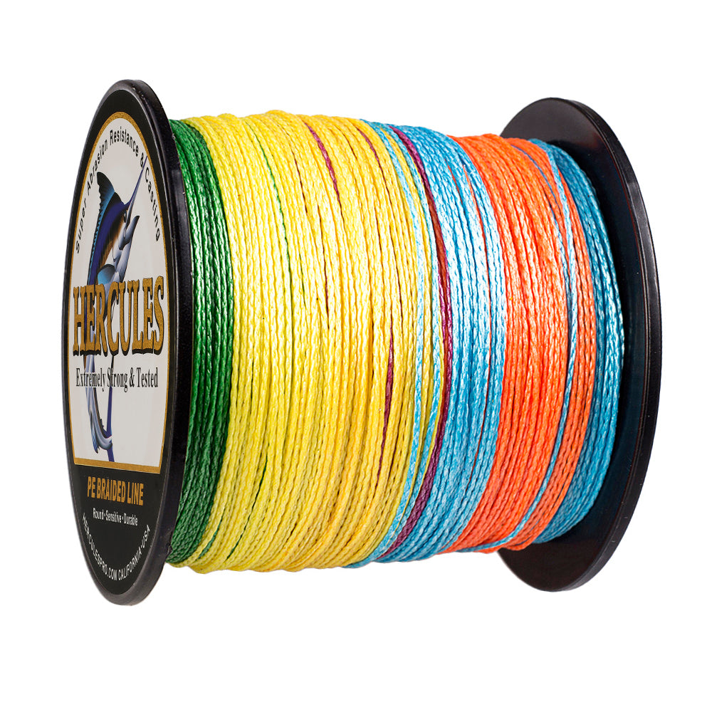 100M 109Yds Multicolor 6lb-100lb HERCULES PE Braided Fishing Line 4 Strands