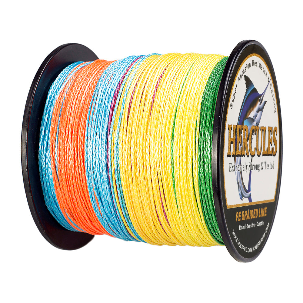 100M 109Yds Multicolor 6lb-100lb HERCULES PE Braided Fishing Line 4 Strands