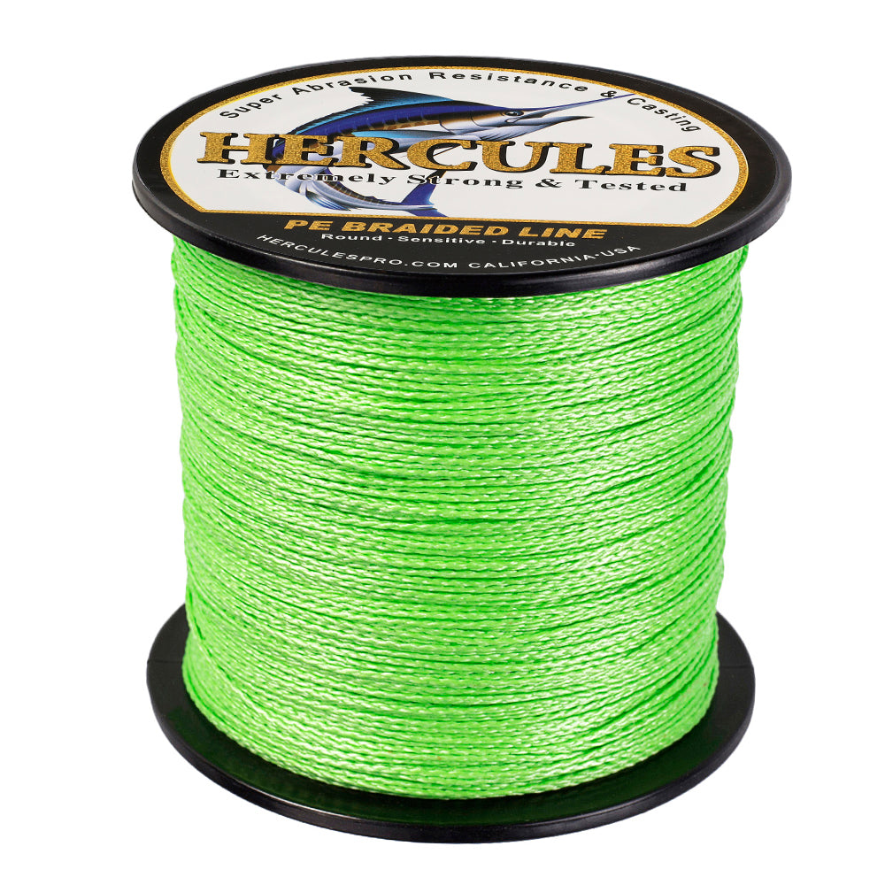 100M 109Yds Fluo Green 6lb-100lb HERCULES PE Braided Fishing Line 4 Strands