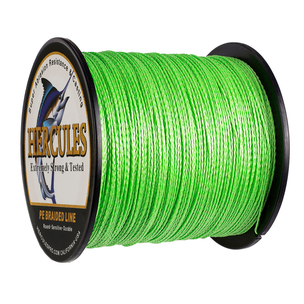 100M 109Yds Fluo Green 6lb-100lb HERCULES PE Braided Fishing Line 4 Strands