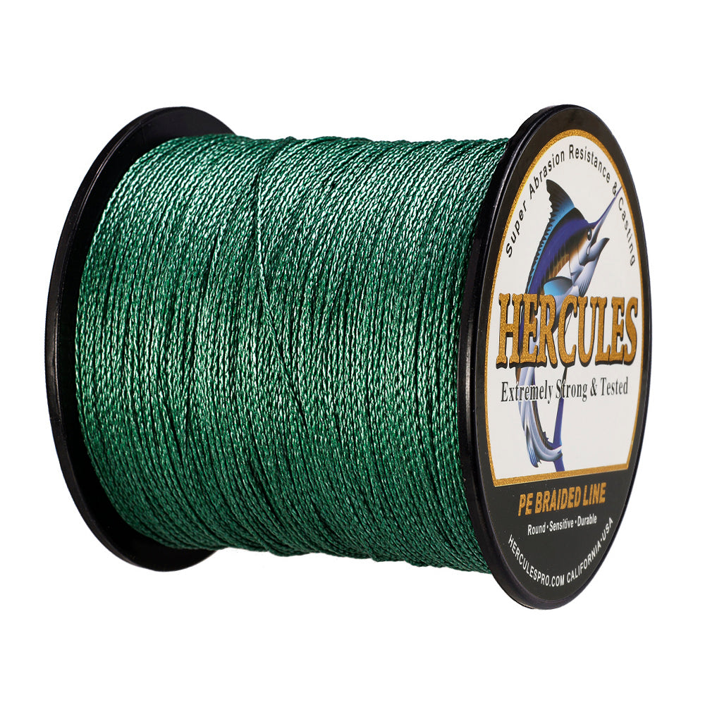 100M 109Yds Green 6lb-100lb HERCULES PE Braided Fishing Line 4 Strands