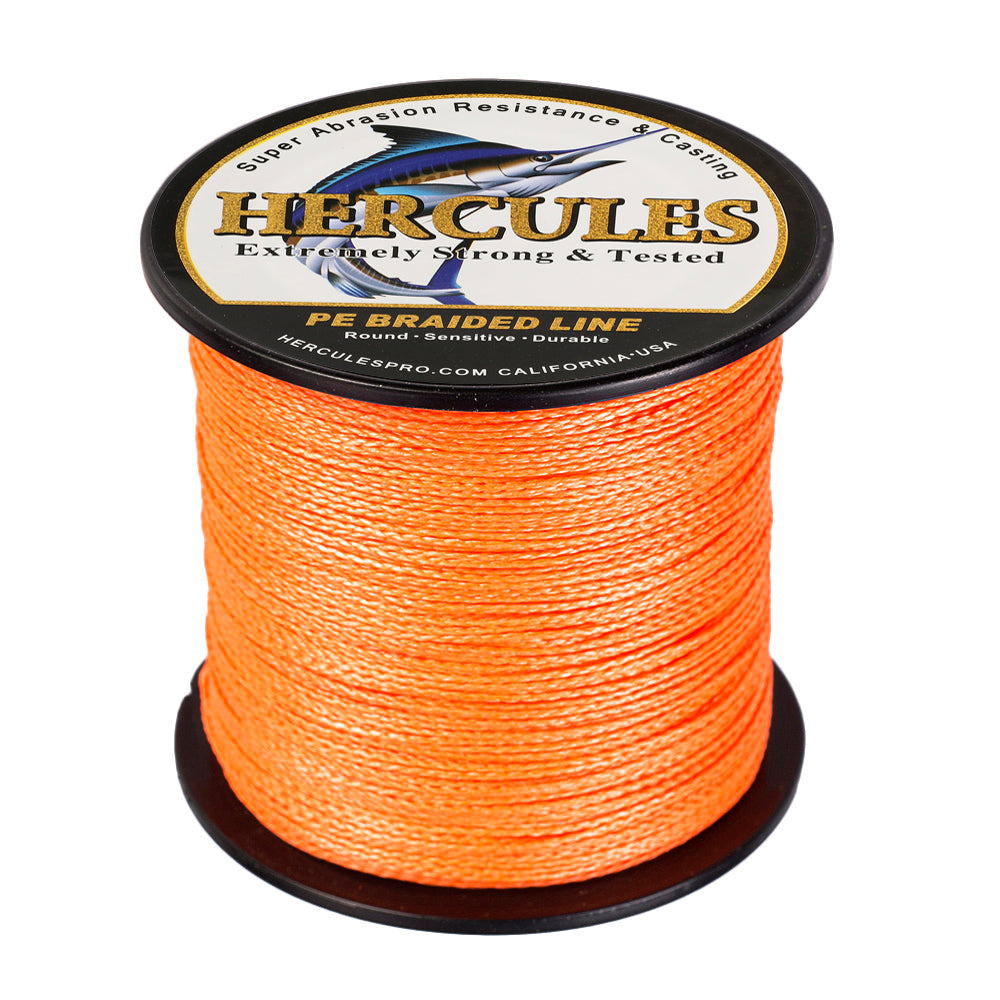 100M 109Yds Orange 6lb-100lb HERCULES PE Braided Fishing Line 4 Strands