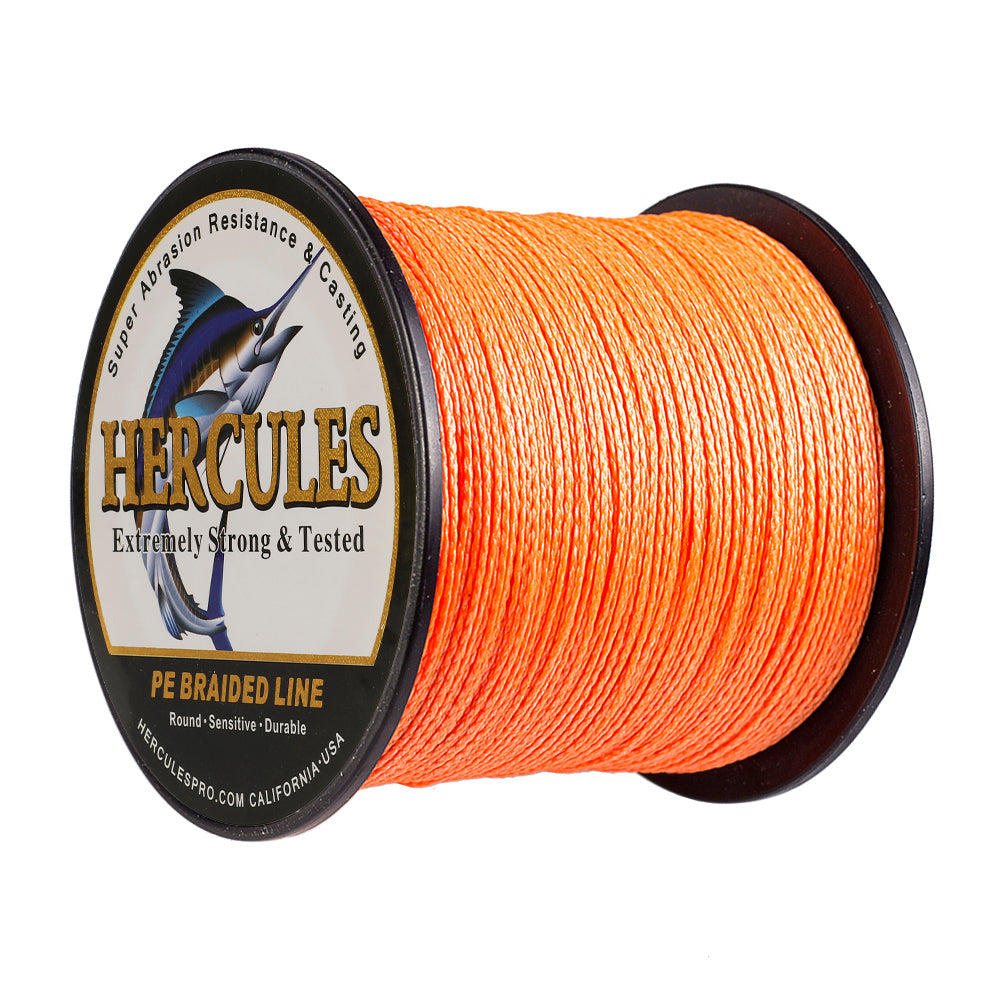 100M 109Yds Orange 6lb-100lb HERCULES PE Braided Fishing Line 4 Strands
