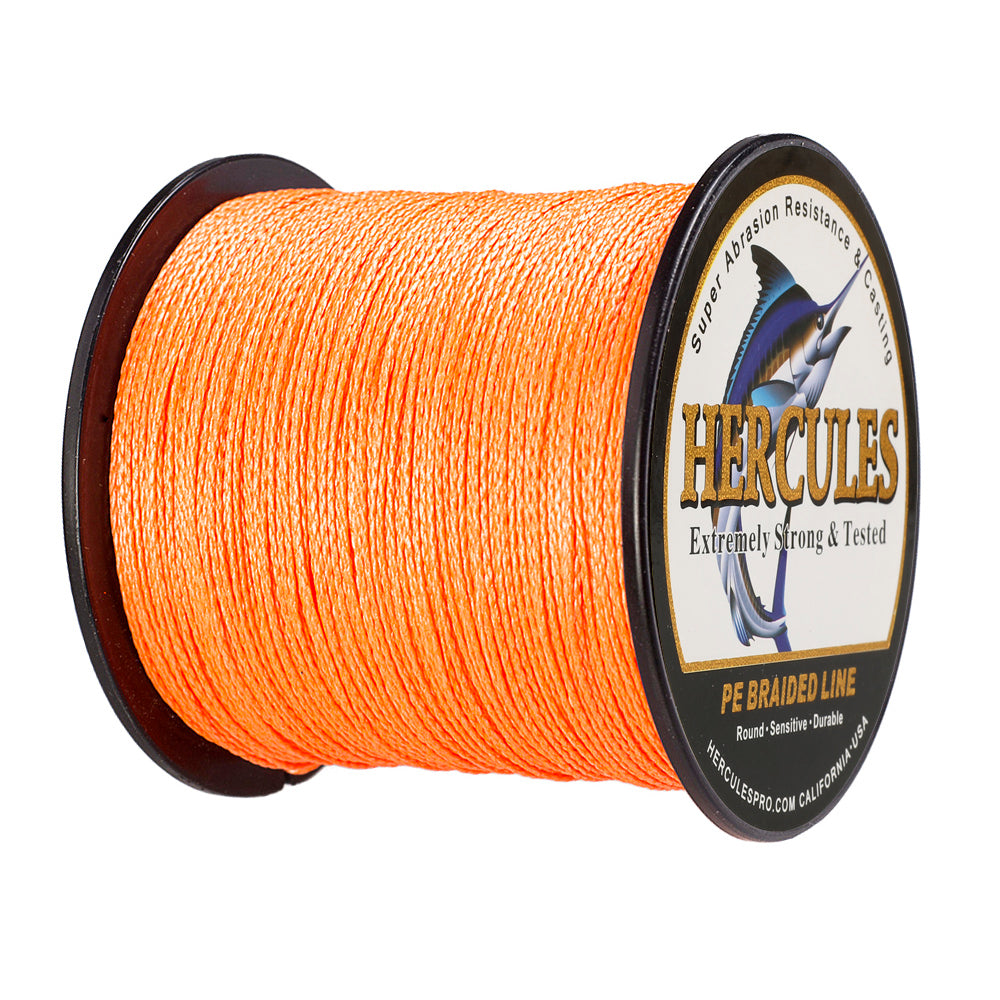100M 109Yds Orange 6lb-100lb HERCULES PE Braided Fishing Line 4 Strands
