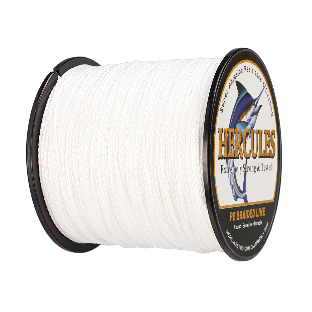 100M 109Yds White 6lb-100lb HERCULES PE Braided Fishing Line 4 Strands