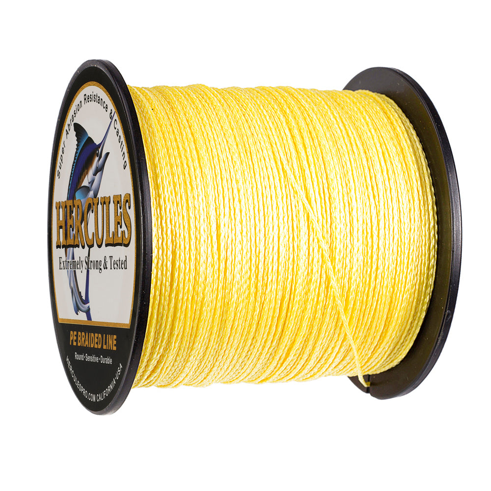 100M 109Yds Yellow 6lb-100lb HERCULES PE Braided Fishing Line 4 Strands