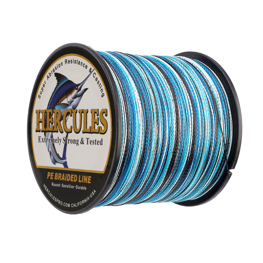300M 328Yds Camo Blue 6lb-100lb HERCULES PE PE Braided Fishing Line 4 Strands