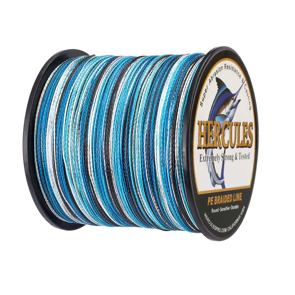 300M 328Yds Camo Blue 6lb-100lb HERCULES PE PE Braided Fishing Line 4 Strands