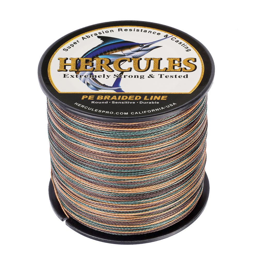300M 328Yds Camouflage 6lb-100lb HERCULES PE PE Braided Fishing Line 4 Strands