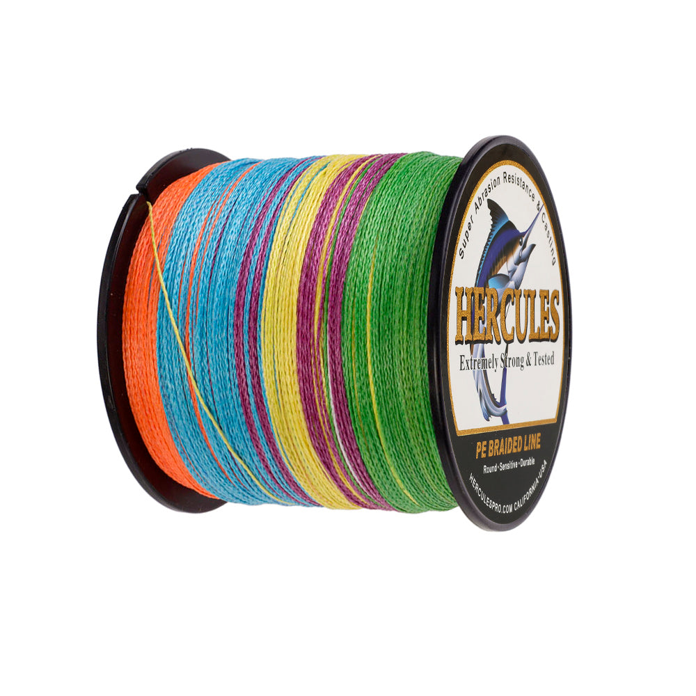 300M 328Yds Multicolor 6lb-100lb HERCULES PE PE Braided Fishing Line 4 Strands