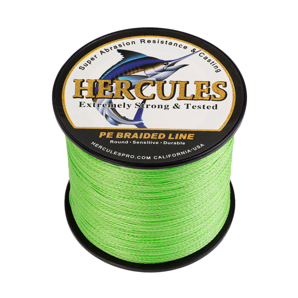 300M 328Yds Fluo Green 6lb-100lb HERCULES PE PE Braided Fishing Line 4 Strands