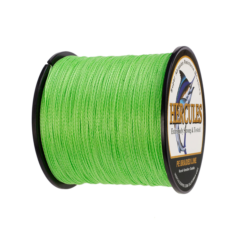 300M 328Yds Fluo Green 6lb-100lb HERCULES PE PE Braided Fishing Line 4 Strands