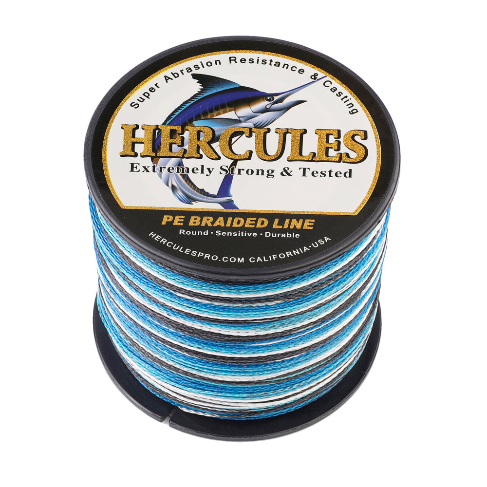 300M 328Yds Camo Blue 6lb-100lb HERCULES PE PE Braided Fishing Line 4 Strands