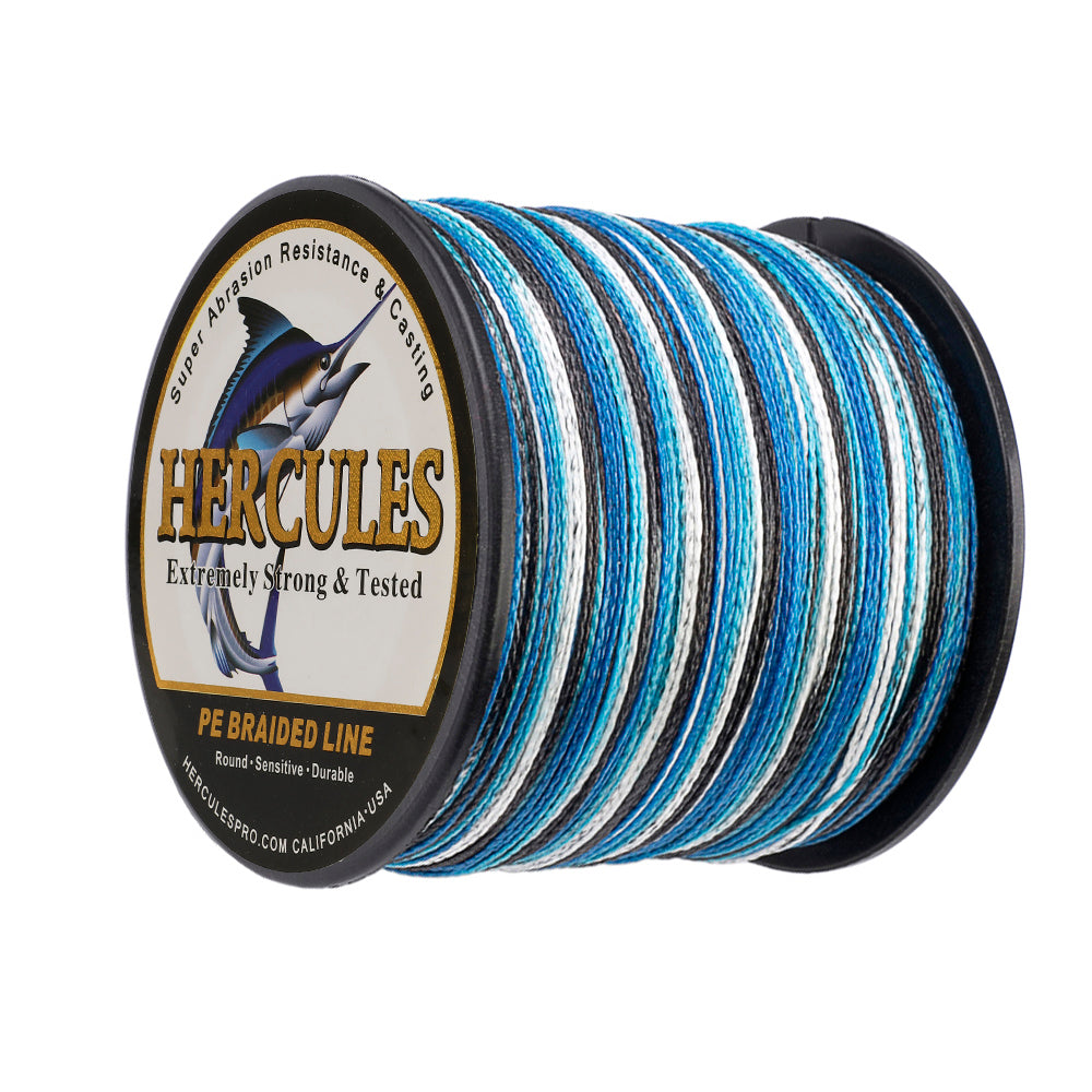 300M 328Yds Camo Blue 6lb-100lb HERCULES PE PE Braided Fishing Line 4 Strands