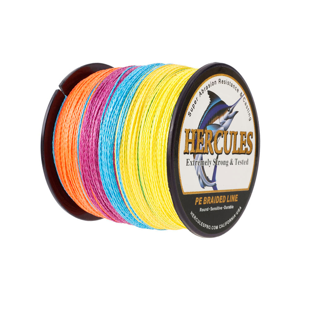 300M 328Yds Multicolor 6lb-100lb HERCULES PE PE Braided Fishing Line 4 Strands