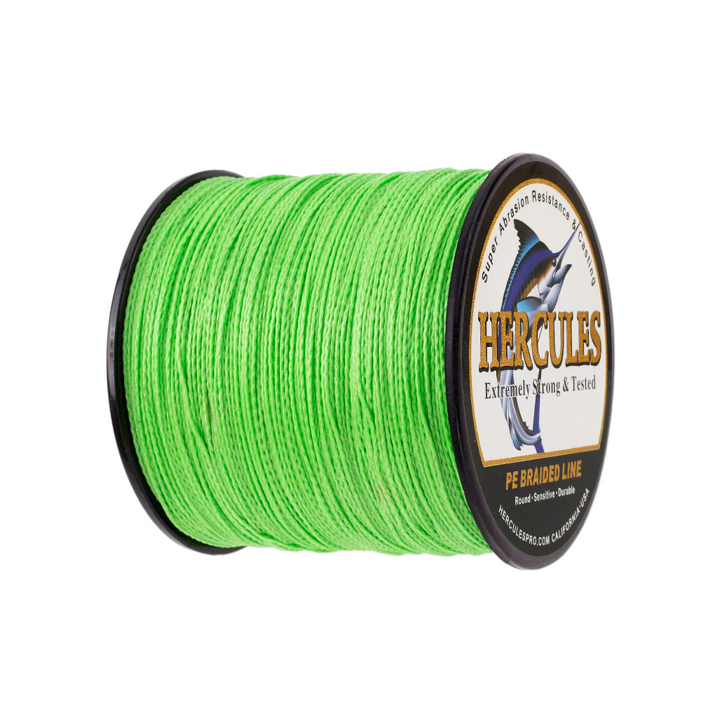 300M 328Yds Fluo Green 6lb-100lb HERCULES PE PE Braided Fishing Line 4 Strands