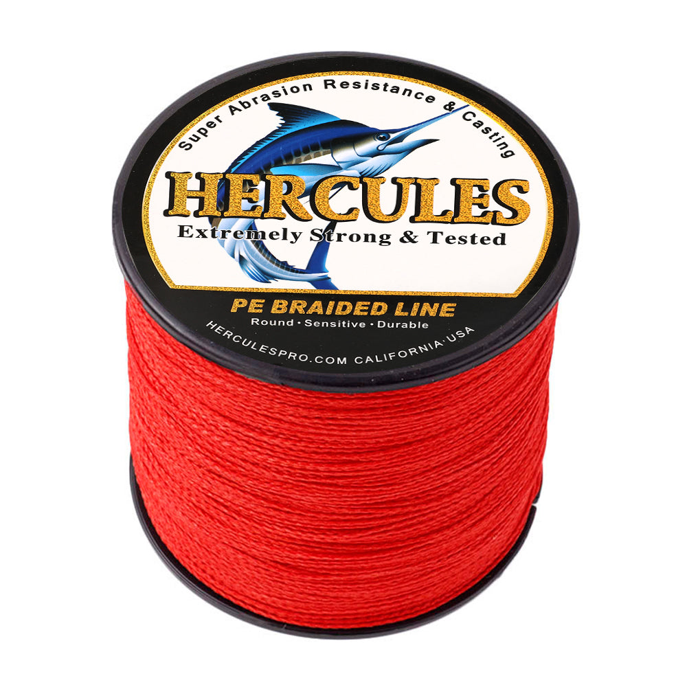 300M 328Yds Rot 6lb-100lb HERCULES PE PE geflochtene Angelschnur 4 Stränge