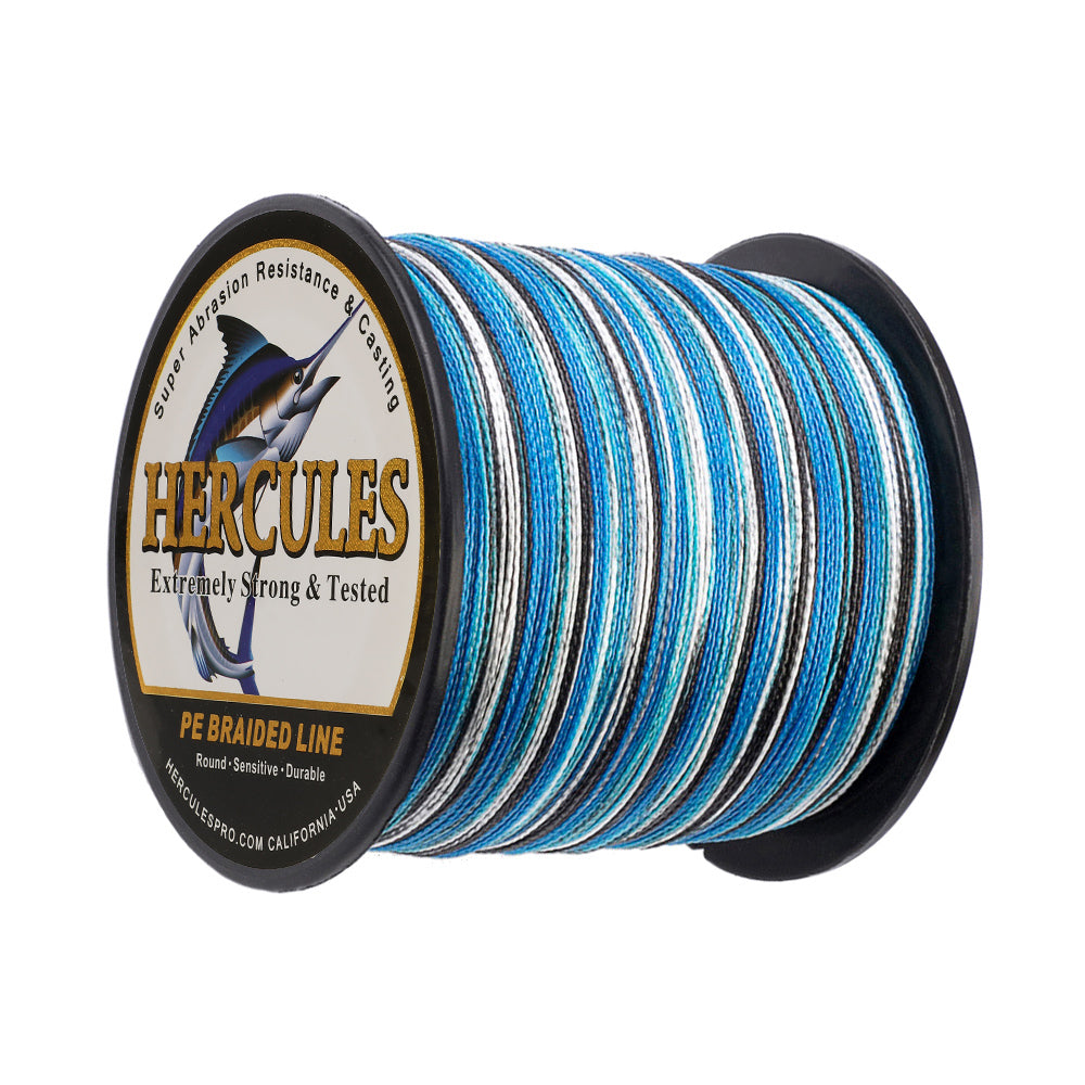 500M 547Yds Camo Blue 6lb-100lb HERCULES PE geflochtene Angelschnur 4 Stränge