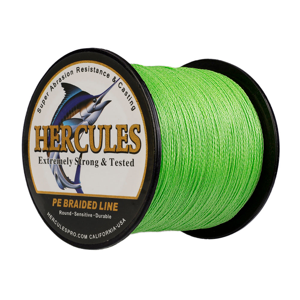 500M 547Yds Fluo Green 6lb-100lb HERCULES PE geflochtene Angelschnur 4 Stränge