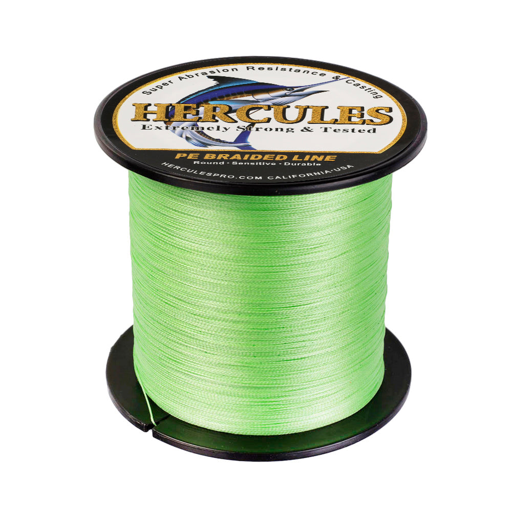 500M 547Yds Fluo Green 6lb-100lb HERCULES PE geflochtene Angelschnur 4 Stränge