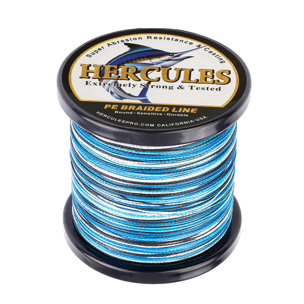 500M 547Yds Camo Blue 6lb-100lb HERCULES PE geflochtene Angelschnur 4 Stränge