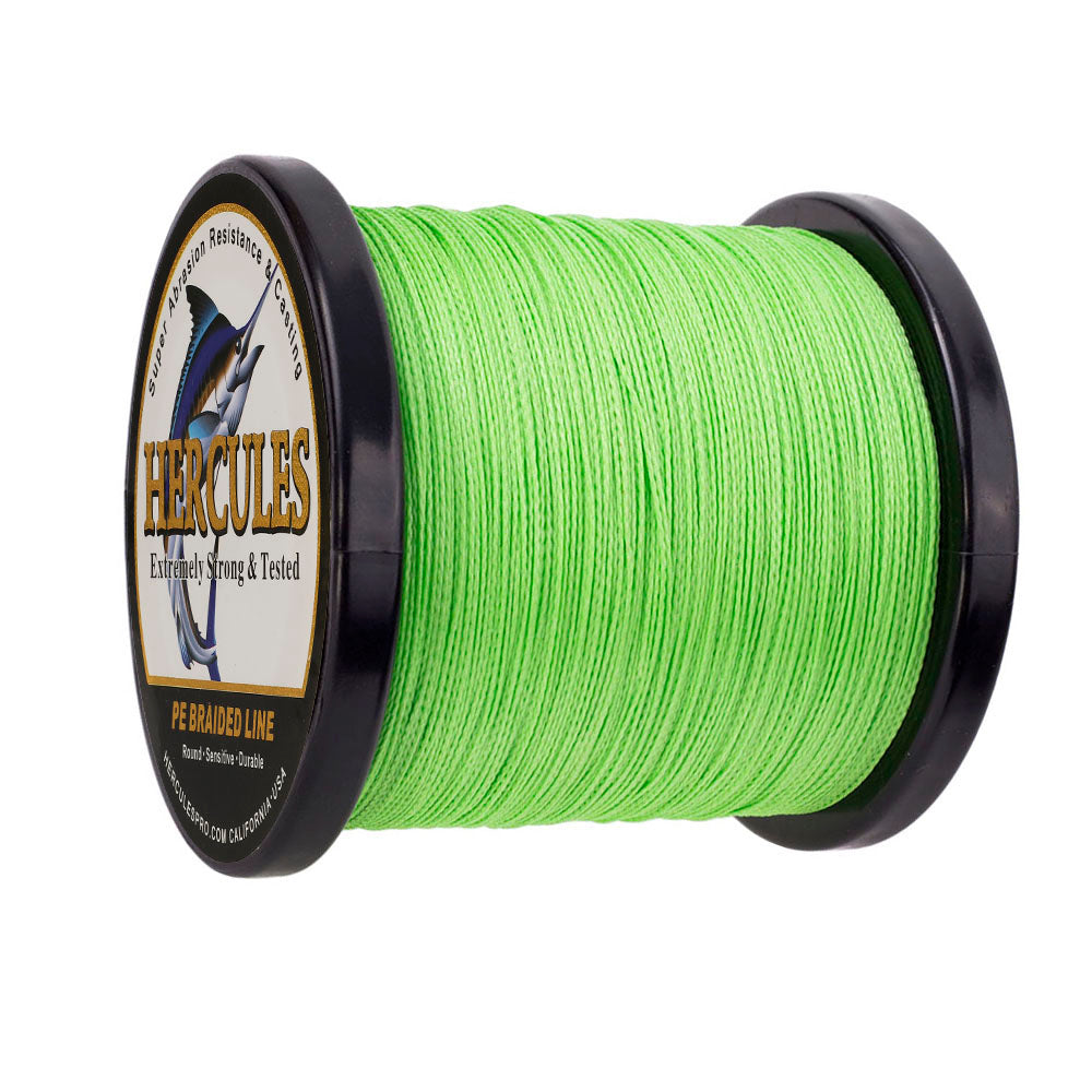 500M 547Yds Fluo Green 6lb-100lb HERCULES PE geflochtene Angelschnur 4 Stränge