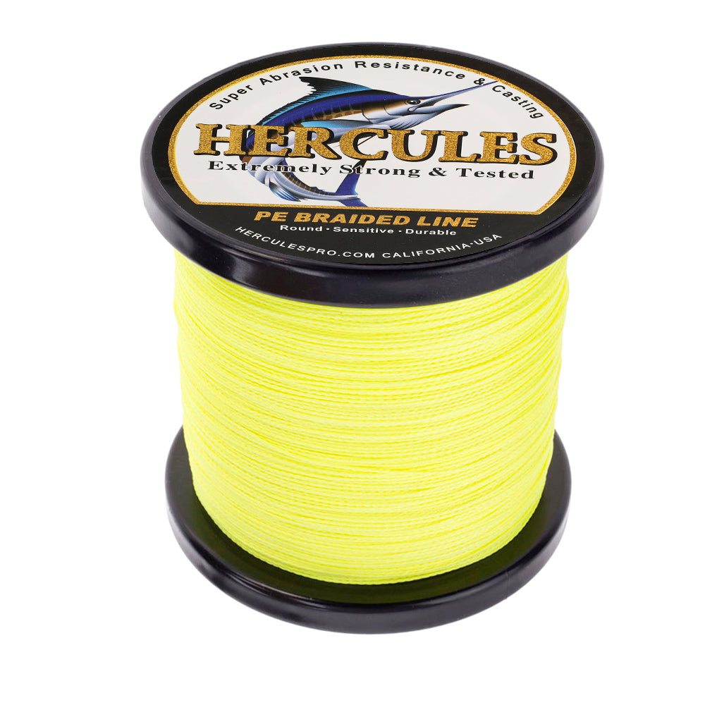 500M 547Yds Fluo Yellow 6lb-100lb HERCULES PE geflochtene Angelschnur 4 Stränge