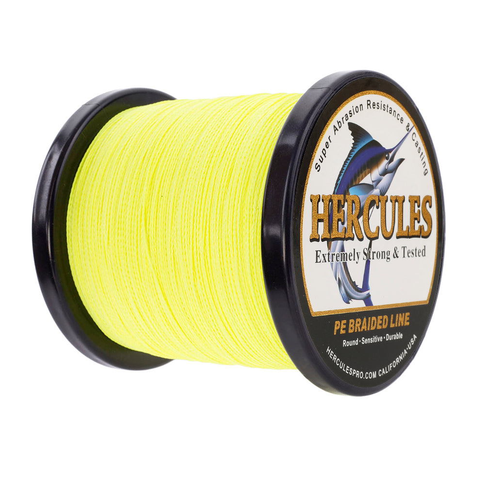 500M 547Yds Fluo Yellow 6lb-100lb HERCULES PE geflochtene Angelschnur 4 Stränge