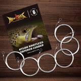 HERCULES Vorgebundenes Fliegenfischvorfach mit Schlaufe und Vorfachtasche, 6er-Pack