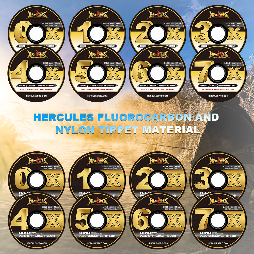 HERCULES Fly Fishing Tippet Pack of 3 with Fly Tippet holder 55 Yards