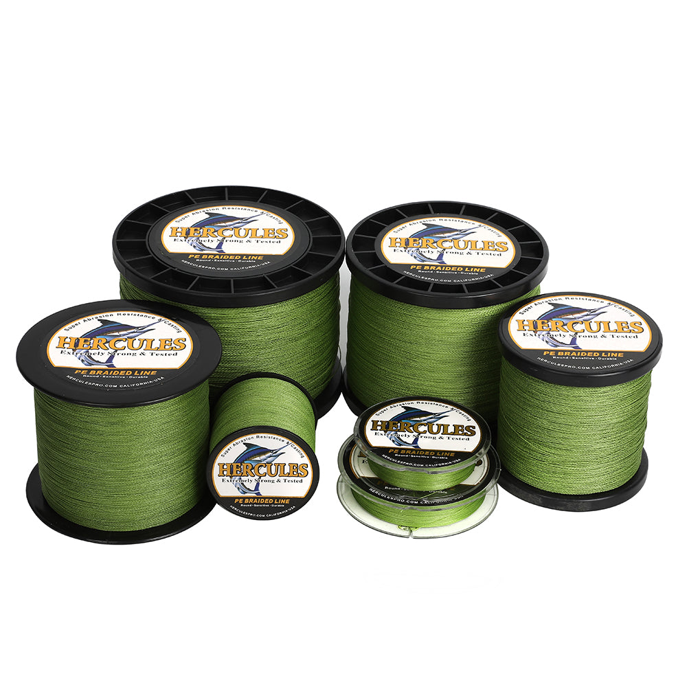 1000M 1094Yds Army Green 6lb-100lb HERCULES PE Braided Fishing Line 4 Strands