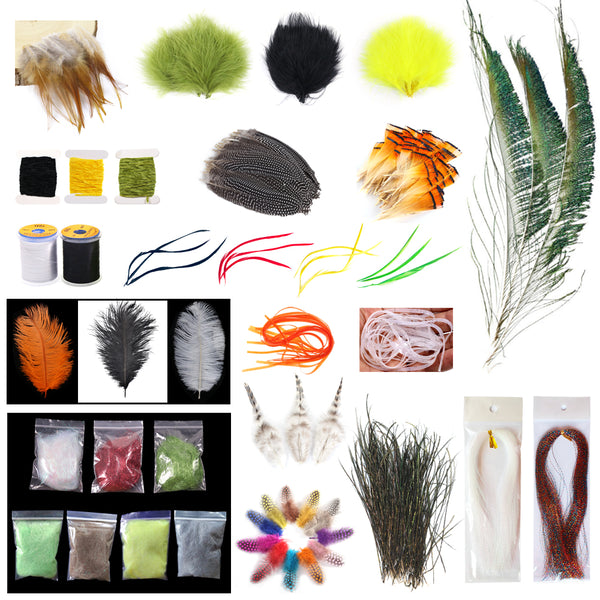 Fly Tying Material Set Feather and Dubbing Starter Kit – HERCULES Fishing