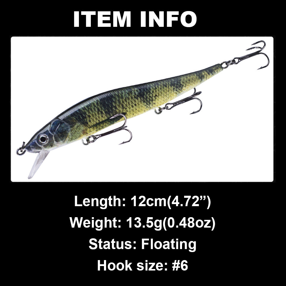 HERCULES 12CM Floating Minnow Baits Fishing Lures pack of 3pcs