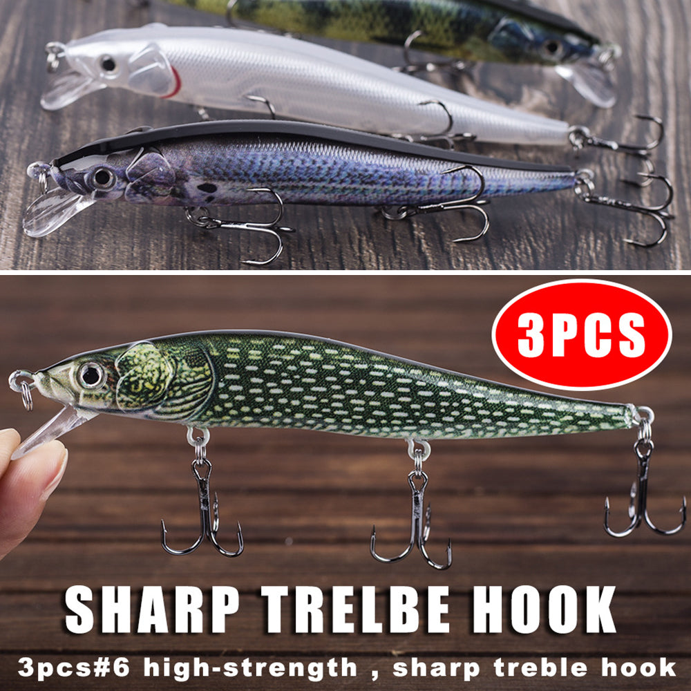 HERCULES 12CM Floating Minnow Baits Fishing Lures pack of 3pcs