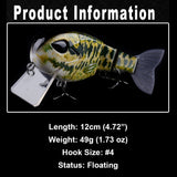 HERCULES Multi-jointed Floating Lure with Soft Tail Fishing Lures
