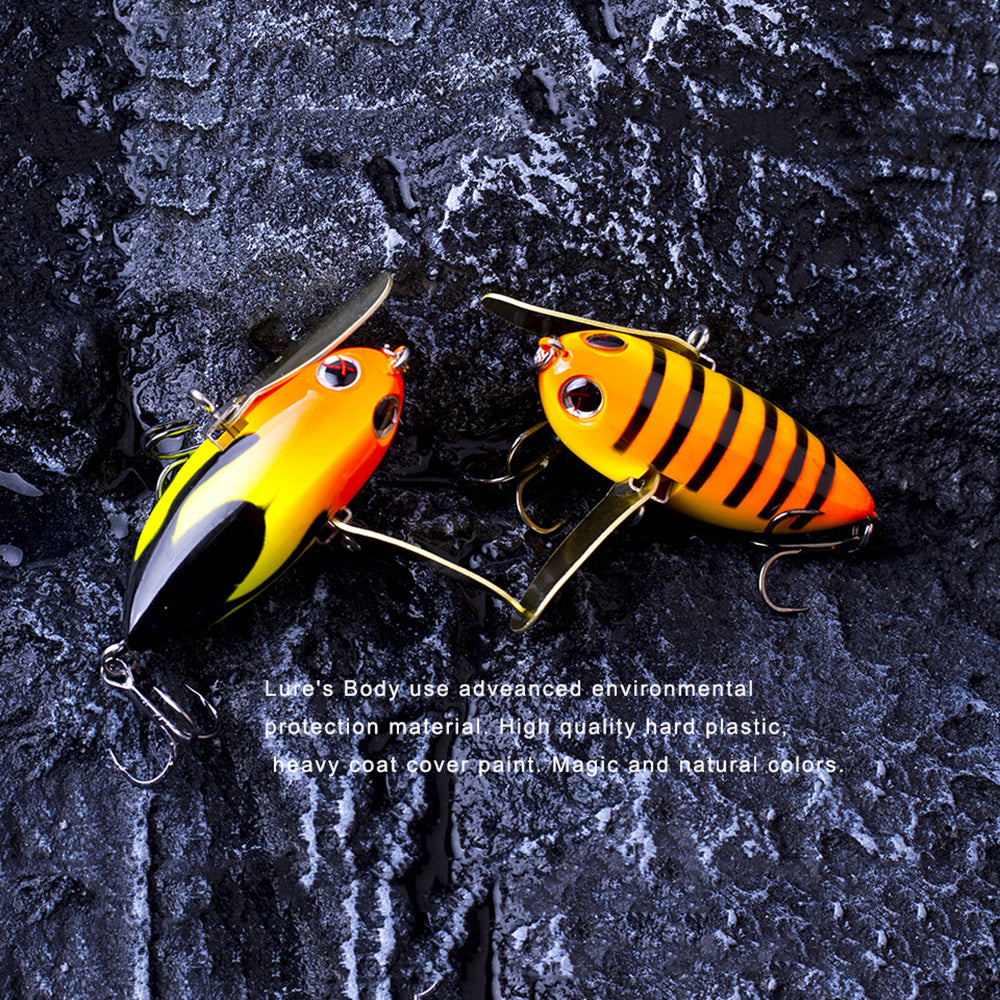 2.36"/0.44oz(6cm/12.5g) Topwater Hard Bait Wobbler Bee Popper Fishing Lures