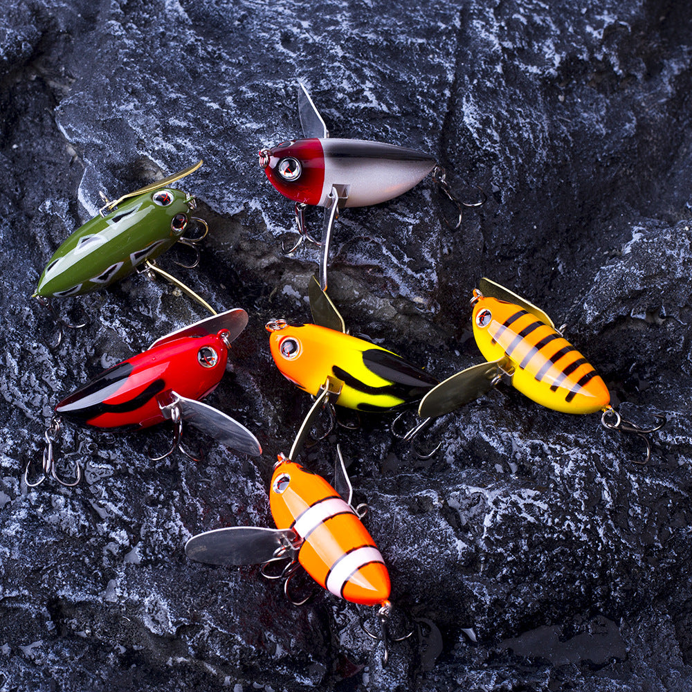 2.36"/0.44oz(6cm/12.5g) Topwater Hard Bait Wobbler Bee Popper Fishing Lures