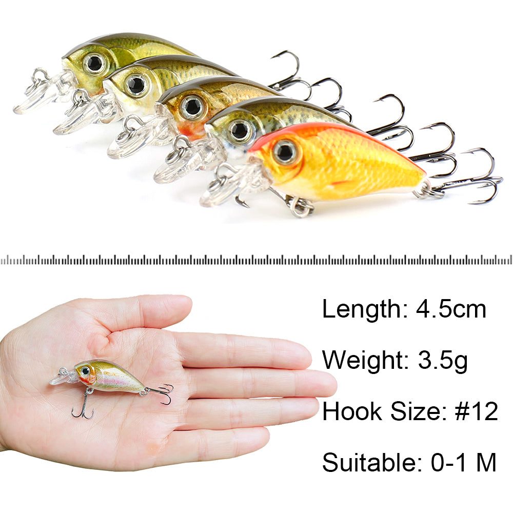 HERCULES Mini Crank Baits 4,5 cm 3,5 g 5 pezzi con scatola in PP